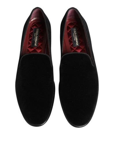 Dolce & Gabbana Black Leather Suede Slip On Loafer Dress Shoes