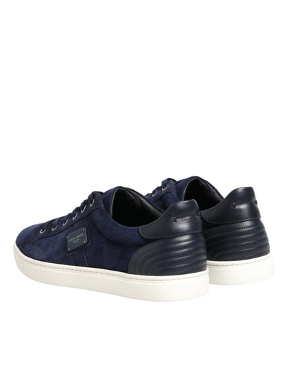 Dolce & Gabbana Blue Leather Suede Low Top Sneakers Shoes