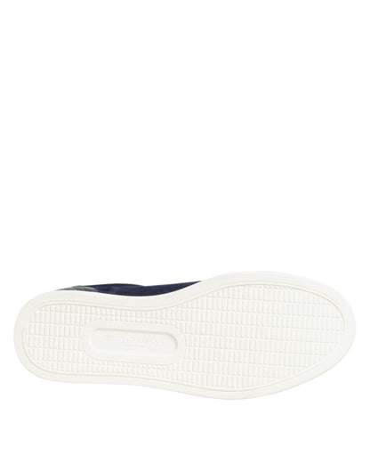 Dolce & Gabbana Blue Leather Suede Low Top Sneakers Shoes