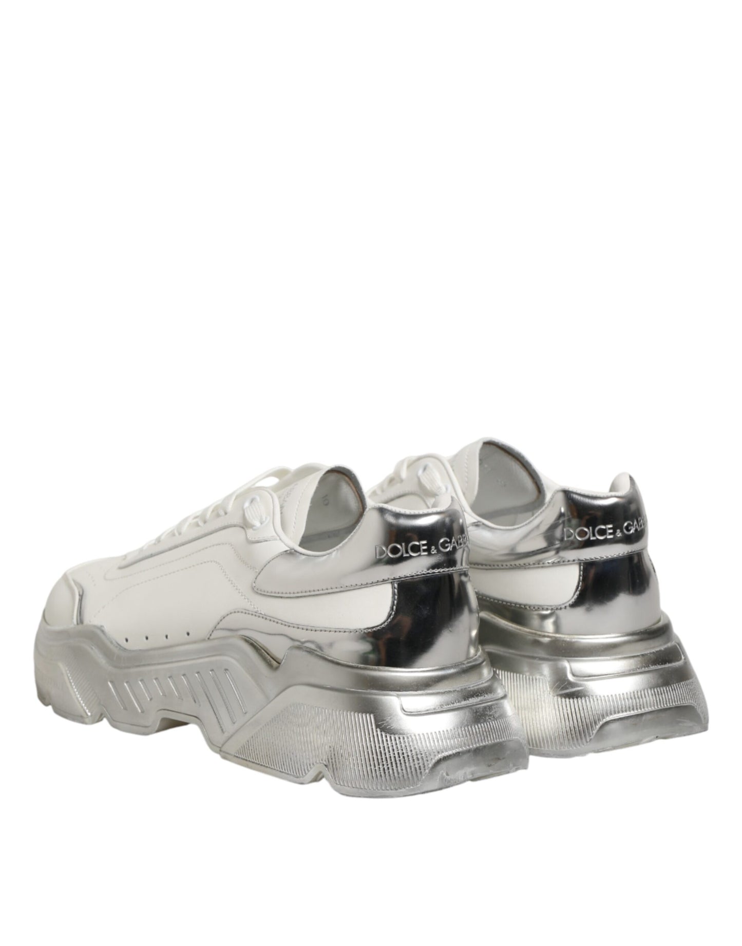 Dolce & Gabbana White Silver Daymaster Low Top Sneakers Shoes