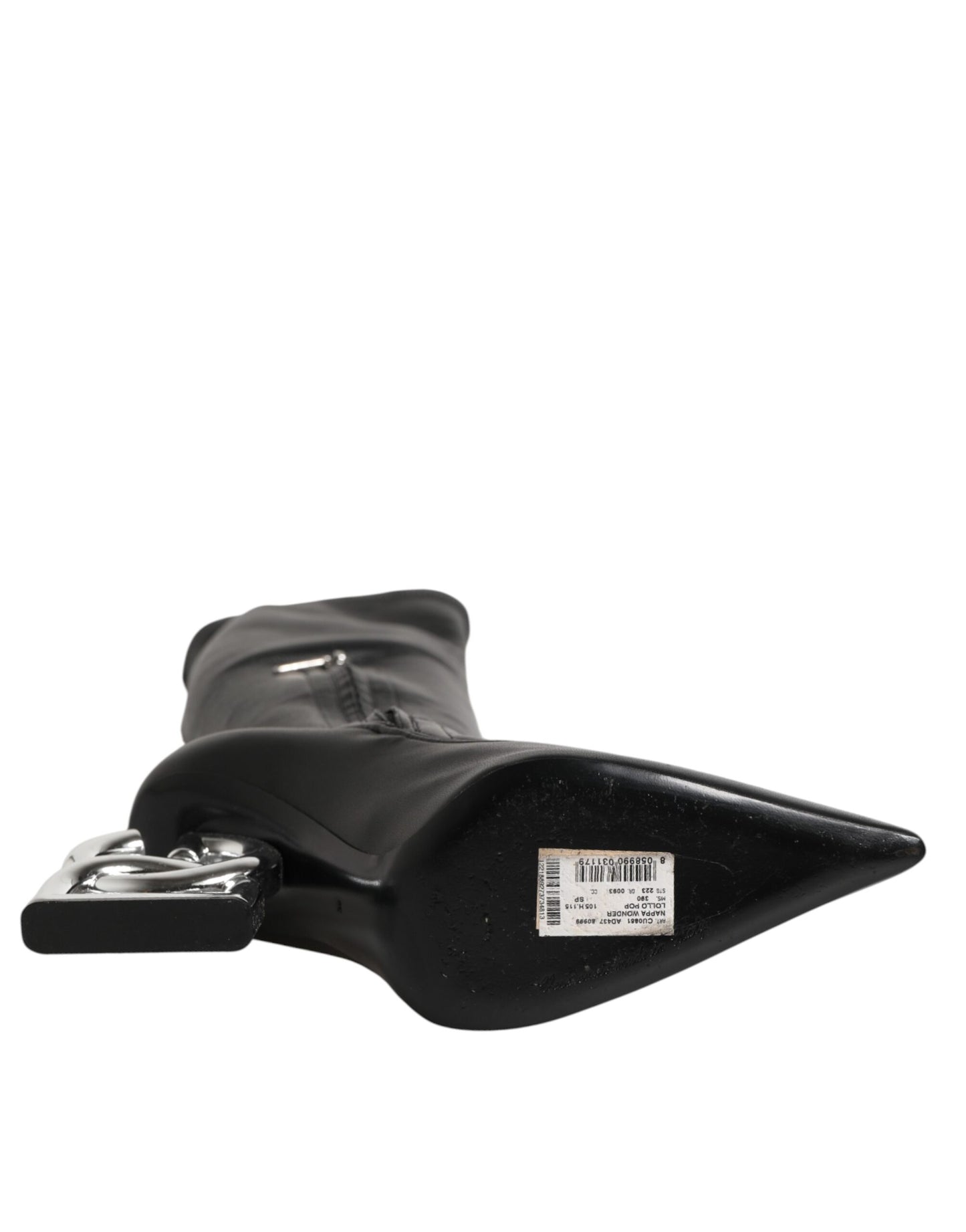 Dolce & Gabbana Black Leather DG Logo Knee High Boots Shoes