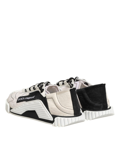 Dolce & Gabbana White Black Leather NS1 Sneakers Shoes