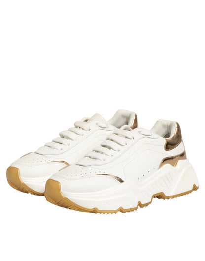 Dolce & Gabbana White Gold Daymaster Low Top Sneakers Shoes