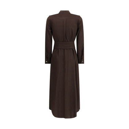 Ella Brown Silk Casual Dress