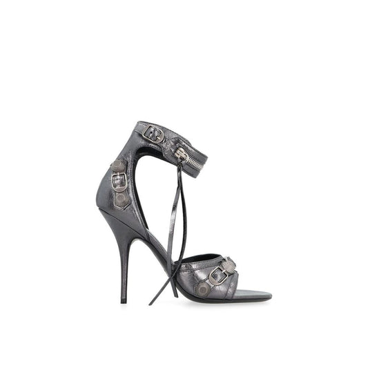 Balenciaga Gray Calfskin Stiletto Heel Sandals