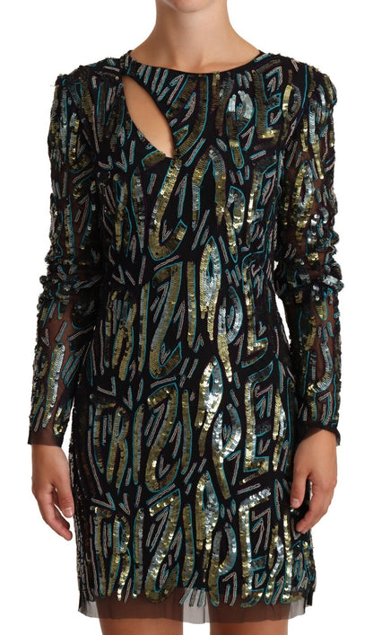 Patrizia Pepe Sheath Multicolor Sequin Long Sleeves Mini Dress