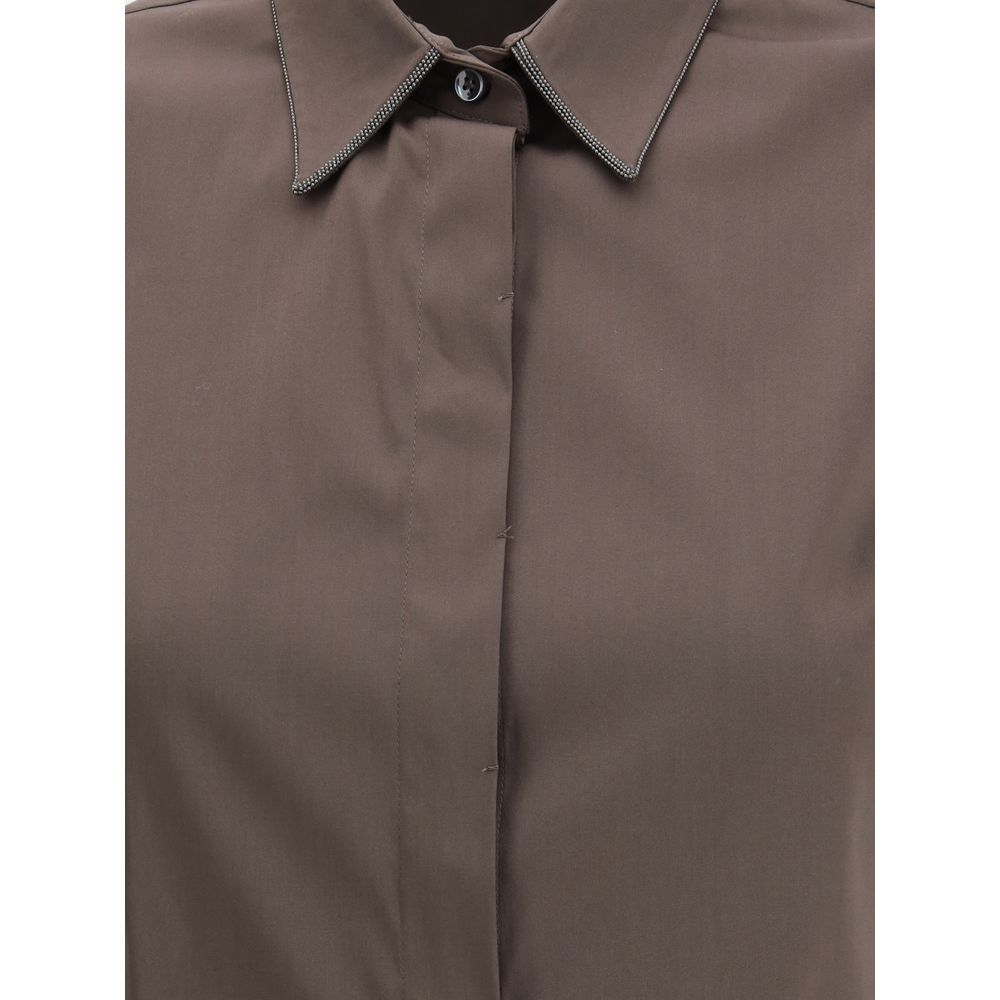 Brunello Cucinelli Brown Cotton Shirt