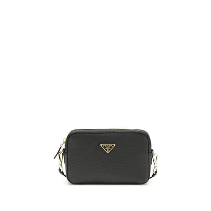 Prada Black Calf Leather Bos Taurus Shoulder Bag