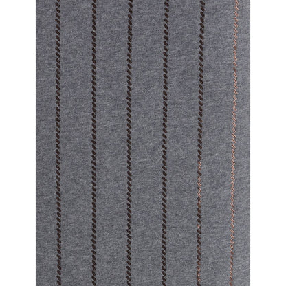 Brunello Cucinelli Gray Polyester Midi Skirt