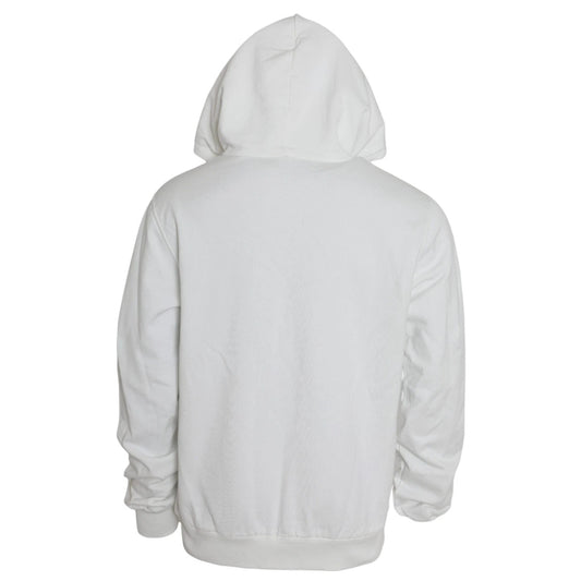 Dolce & Gabbana White Cotton Hooded Pullover Sweatshirt Men