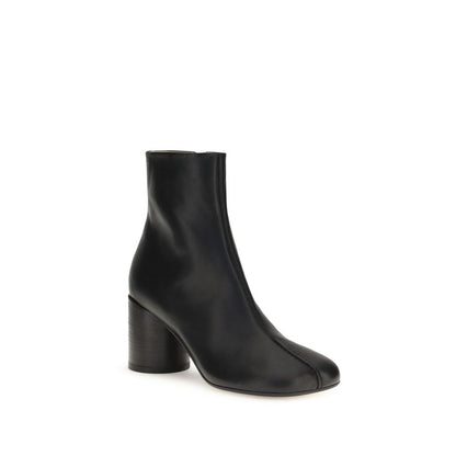 MM6 Black Calf Leather Bos Taurus Ankle Boots