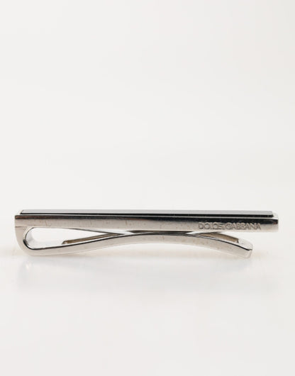 Dolce & Gabbana Silver Tone Brass Logo Branded Men Accessory Tie Clip Bar