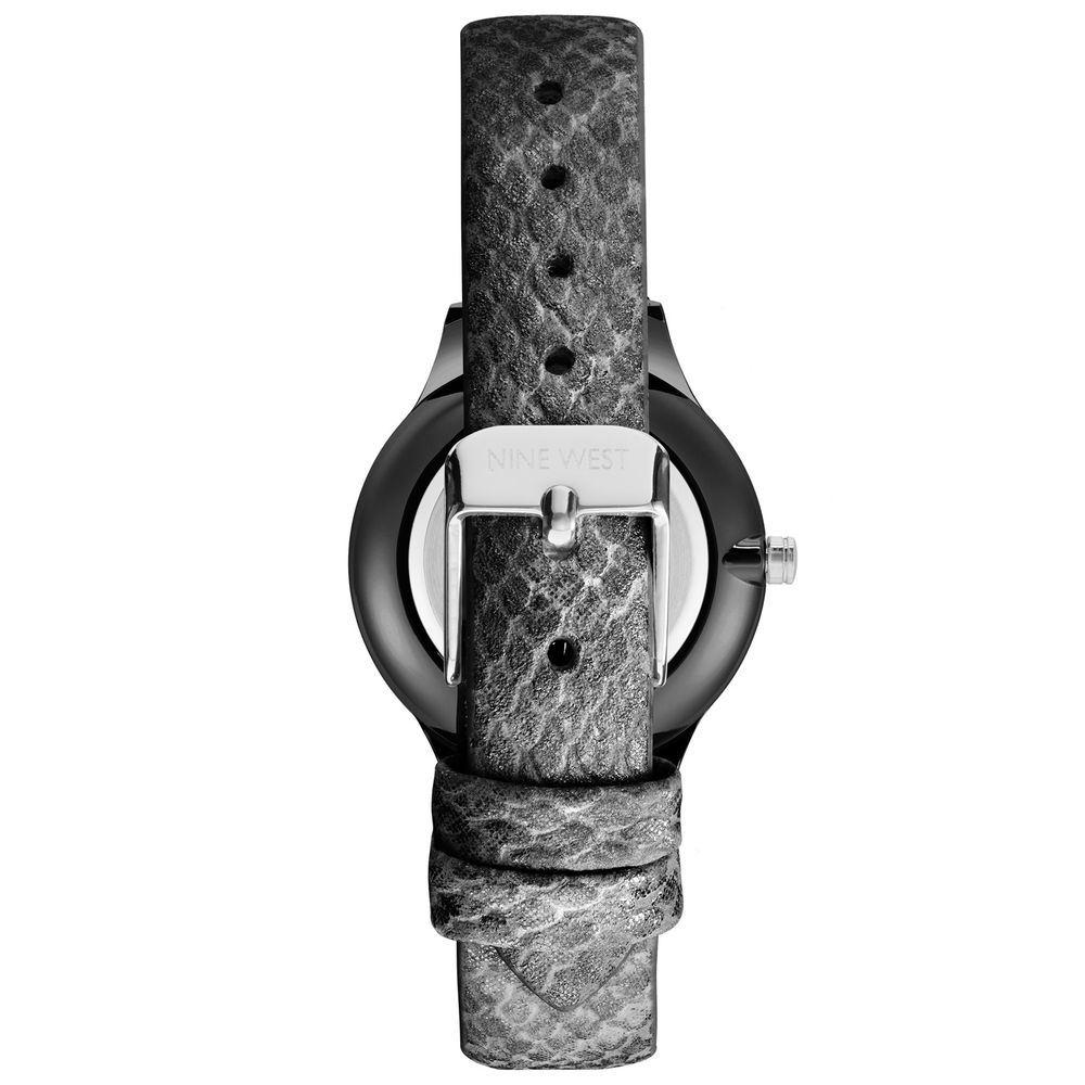 Nine West Black Leather Dress Watch