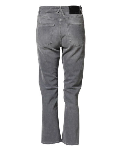 CYCLE Gray Tattered Mid Waist Men Straight Denim Trouser Jeans