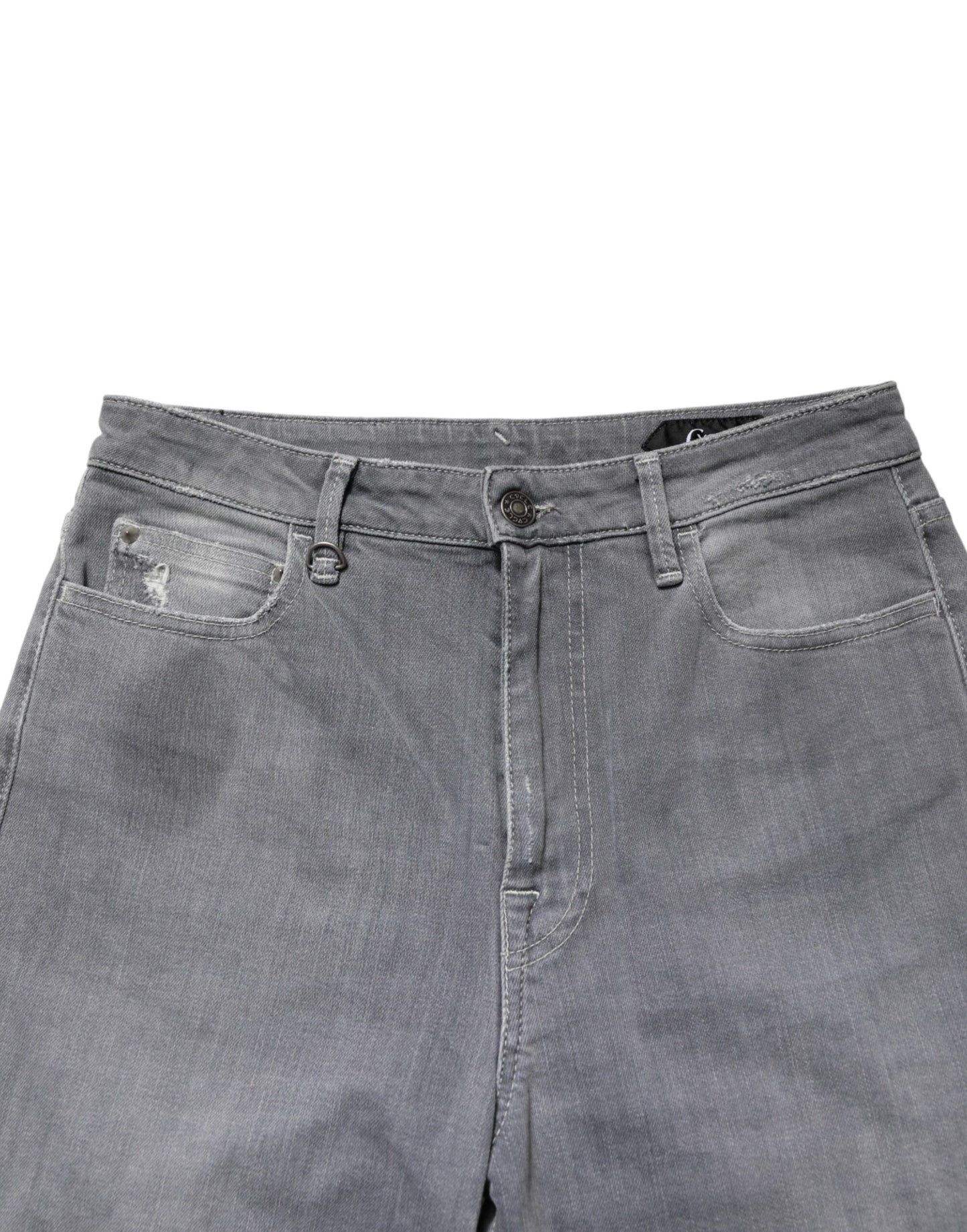 CYCLE Gray Tattered Mid Waist Men Straight Denim Trouser Jeans