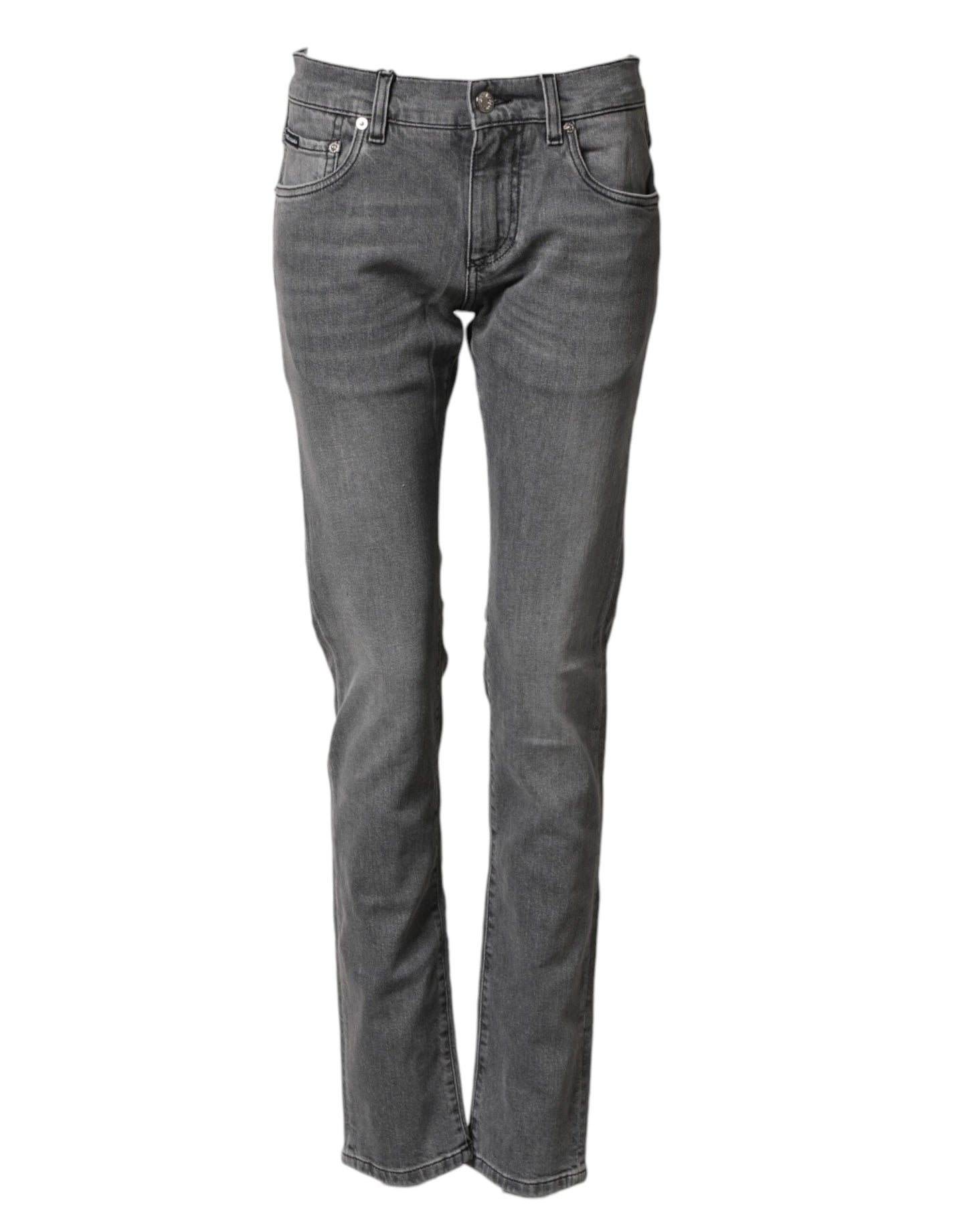 Dolce & Gabbana Gray Cotton Mid Waist Skinny Denim Jeans