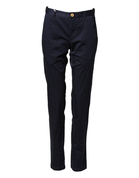 Domenico Tagliente Dark Blue Cotton Skinny Men Trouser Pants