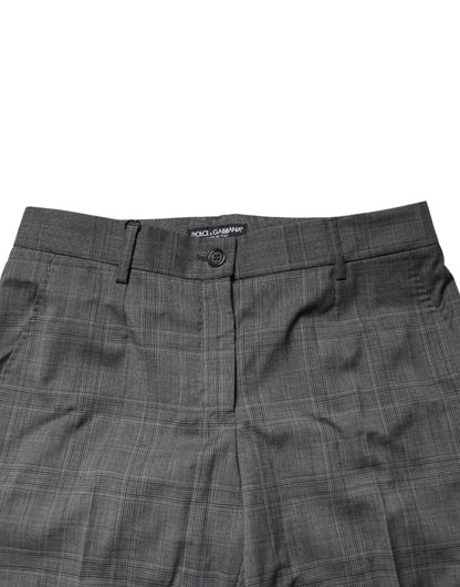 Dolce & Gabbana Dark Gray Check Tartan VirginWool Dress Pants
