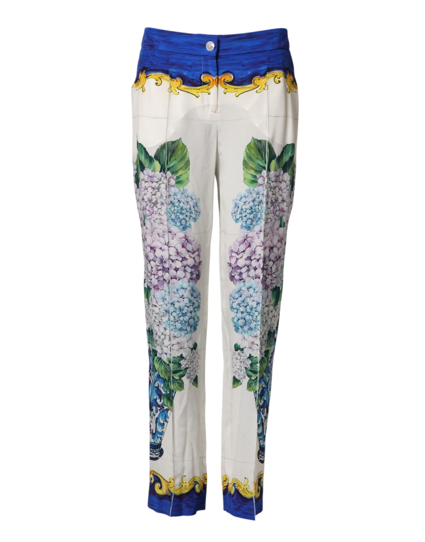 Dolce & Gabbana Multicolor Floral Pattern Straight Leg Pants