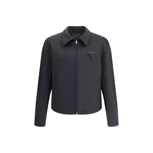 Prada Black Fleece Wool Jackets And Coat