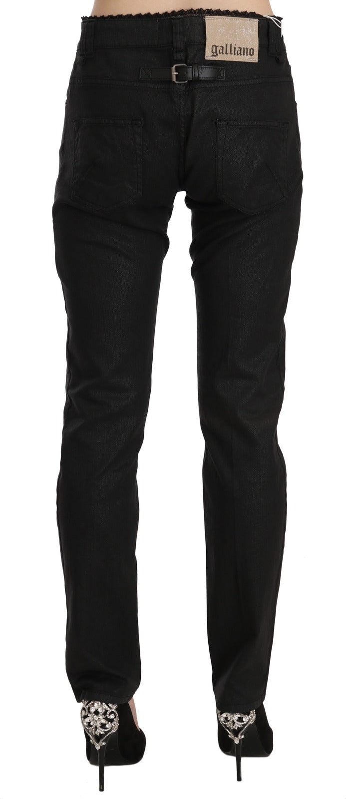 John Galliano Black Mid Waist Skinny Cotton Casual Denim Jeans