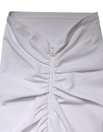 Dolce & Gabbana White Viscose Pencil Cut High Waist Mini Skirt