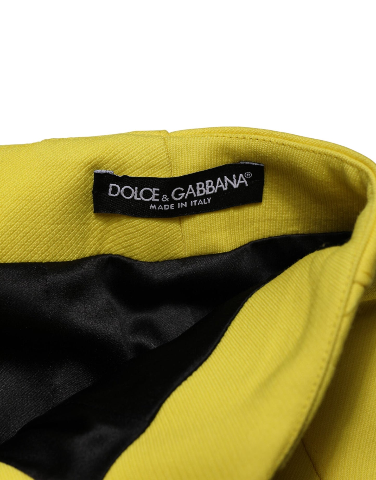 Dolce & Gabbana Yellow Wool Buttoned High Waist Mini Skirt