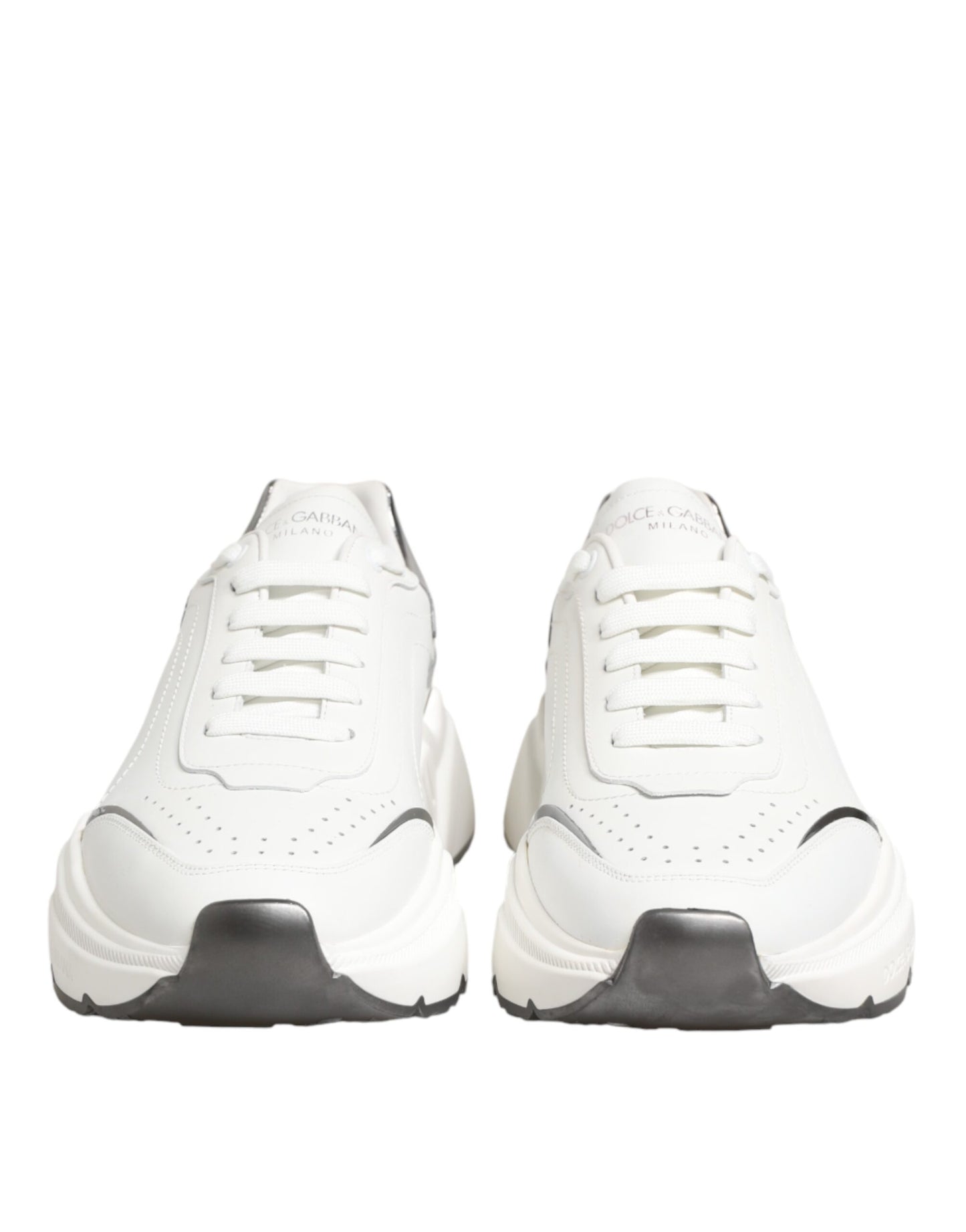 Dolce & Gabbana White Silver Daymaster Low Top Sneakers Shoes