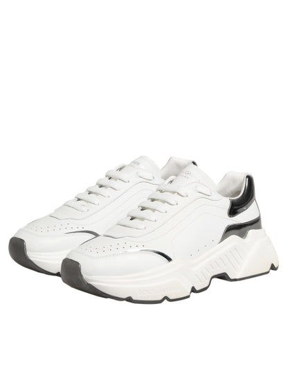 Dolce & Gabbana White Silver Daymaster Low Top Sneakers Shoes