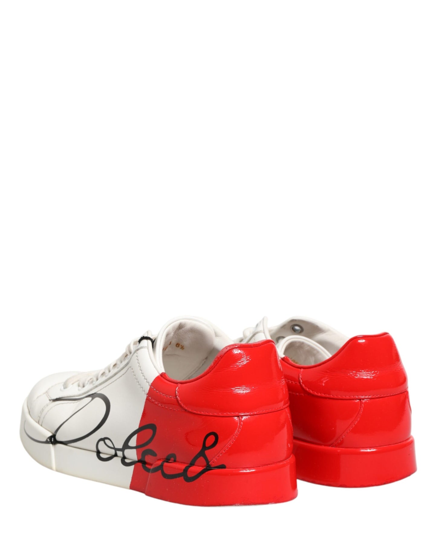 Dolce & Gabbana White Red Portofino Low Top Men Sneakers Shoes