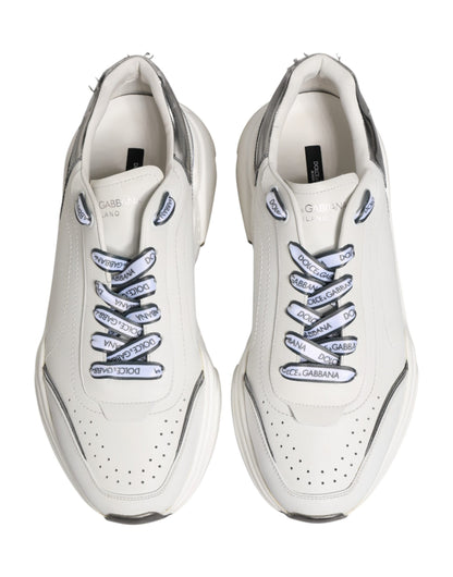 Dolce & Gabbana White Silver Daymaster Low Top Sneakers Shoes