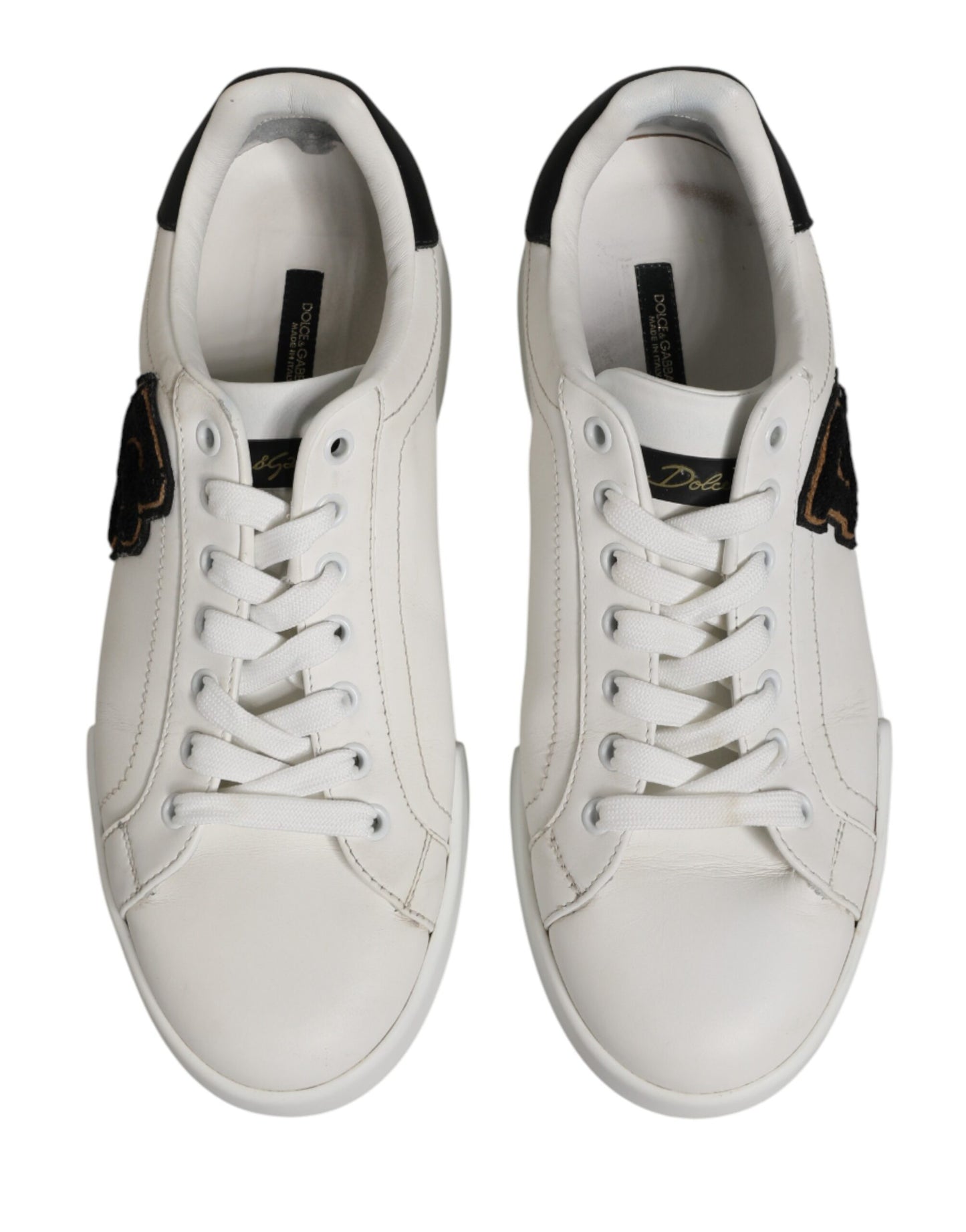 Dolce & Gabbana White Leather DG Logo Low Top Sneakers Shoes