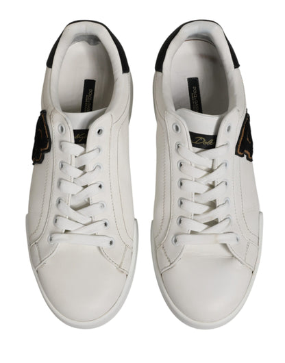 Dolce & Gabbana White Leather DG Logo Low Top Sneakers Shoes