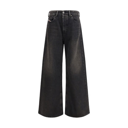 Diesel Black Cotton Relaxed Fit Jeans