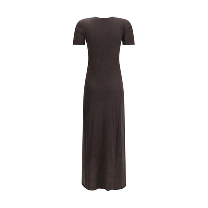 Ferragamo Brown Fleece Wool Long Dress