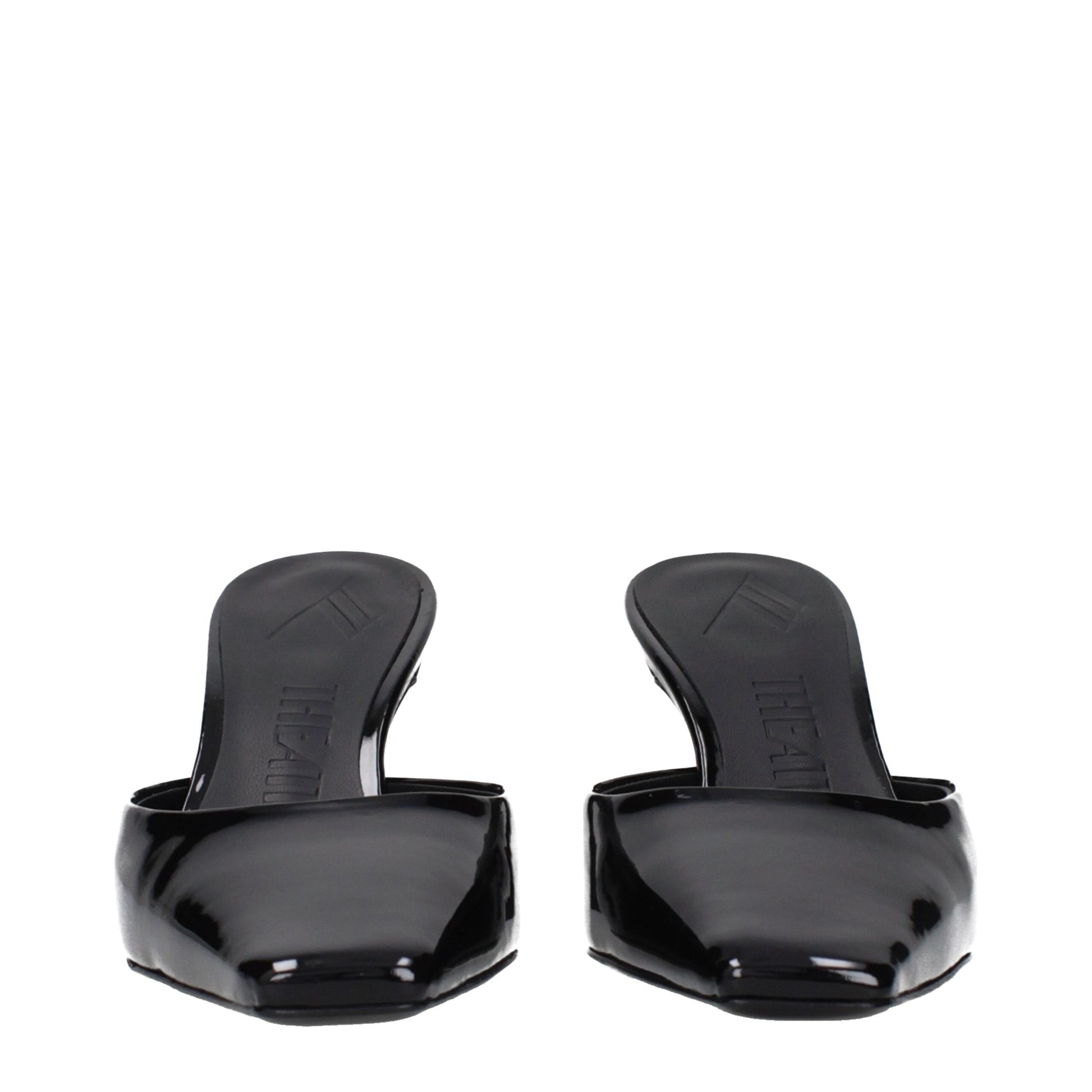 The Attico Black Leather Flat Sandals