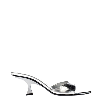 The Attico Gray Leather Flat Sandals