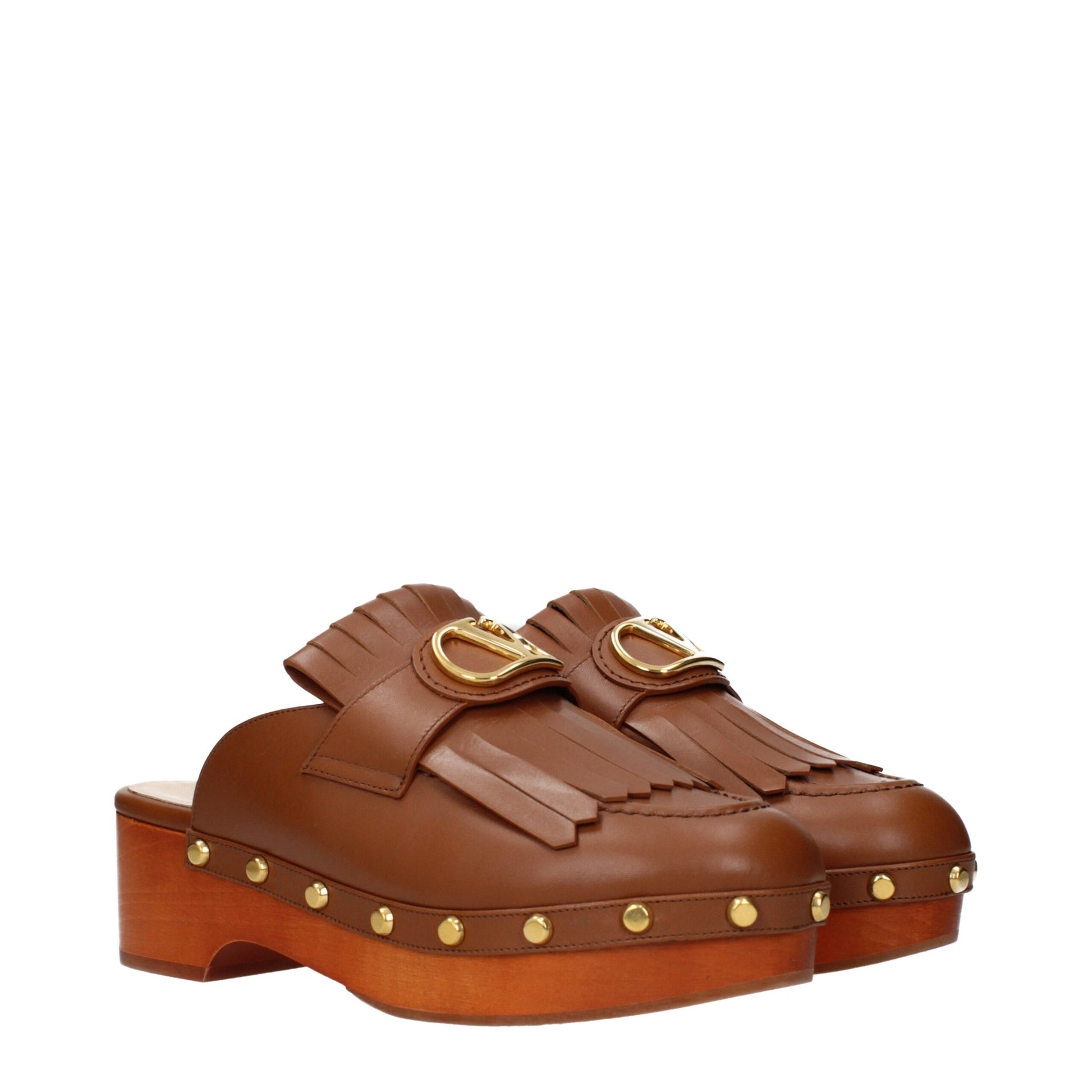 Valentino Garavani Brown Leather Slippers