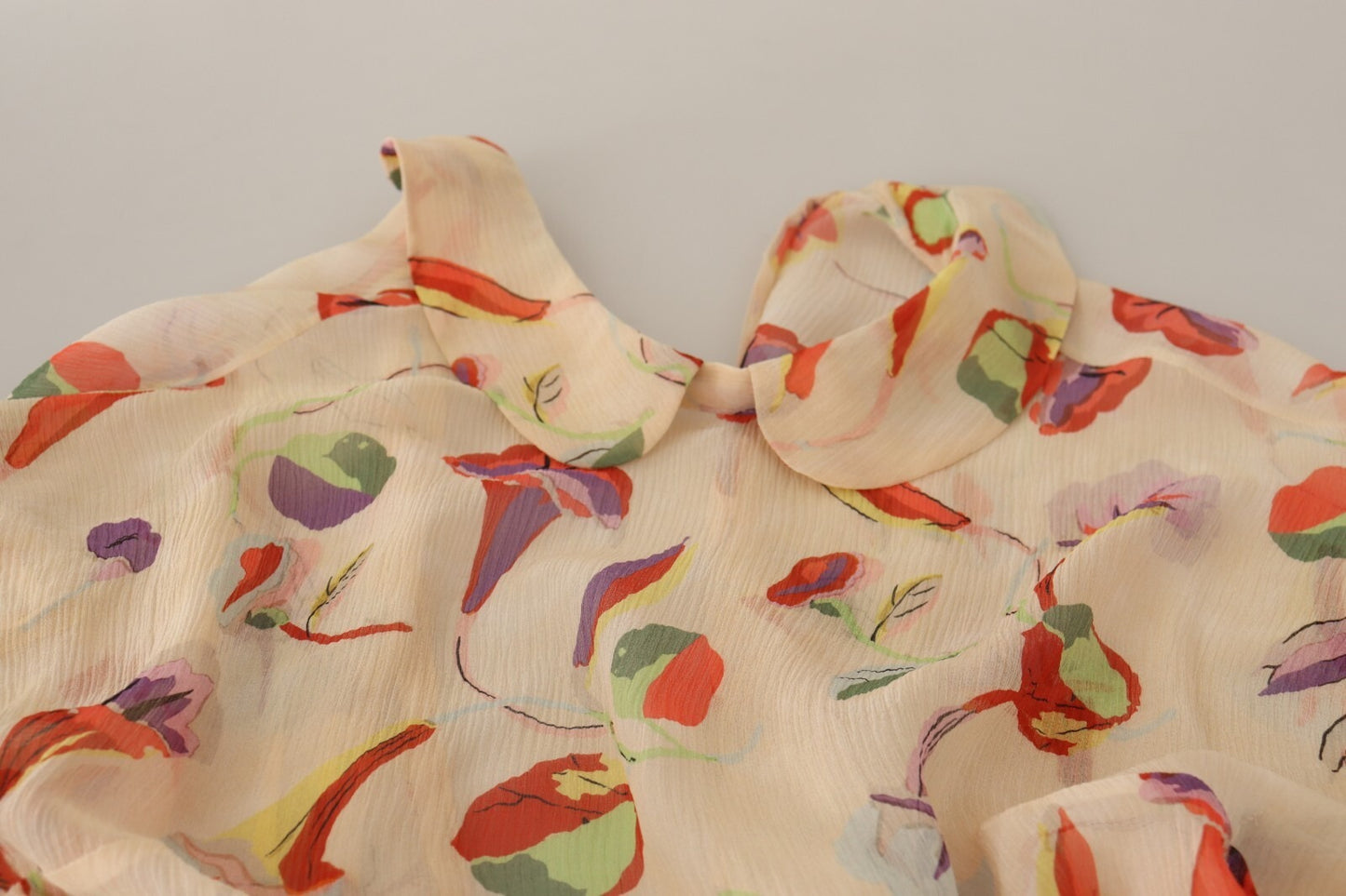 Red Valentino Beige Ascot Collar Short Sleeves Aline Mini Dress