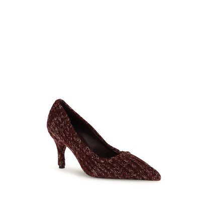 Prada Bordeaux Fleece Wool High Heel Pumps