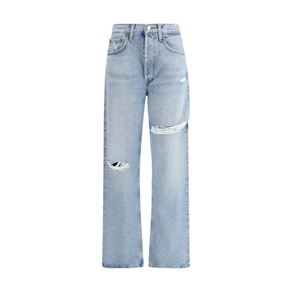 Agolde Light Blue Cotton Straight-Leg Jeans