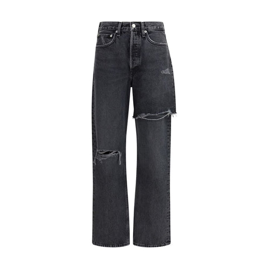 Agolde Black Recycled Cotton Straight-Leg Jeans