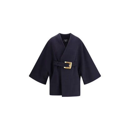 Balmain Blue Fleece Wool Coat