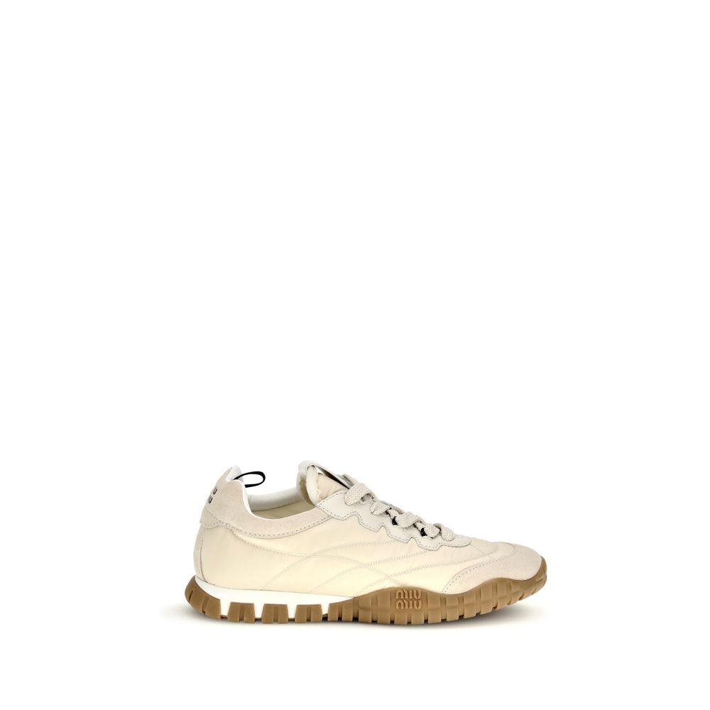 Miu Miu Beige Recycled Polyamide Athletic Sneakers