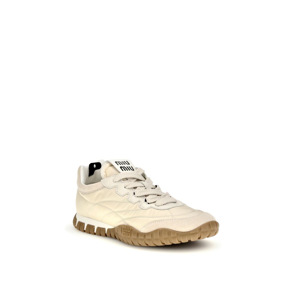 Miu Miu Beige Recycled Polyamide Athletic Sneakers
