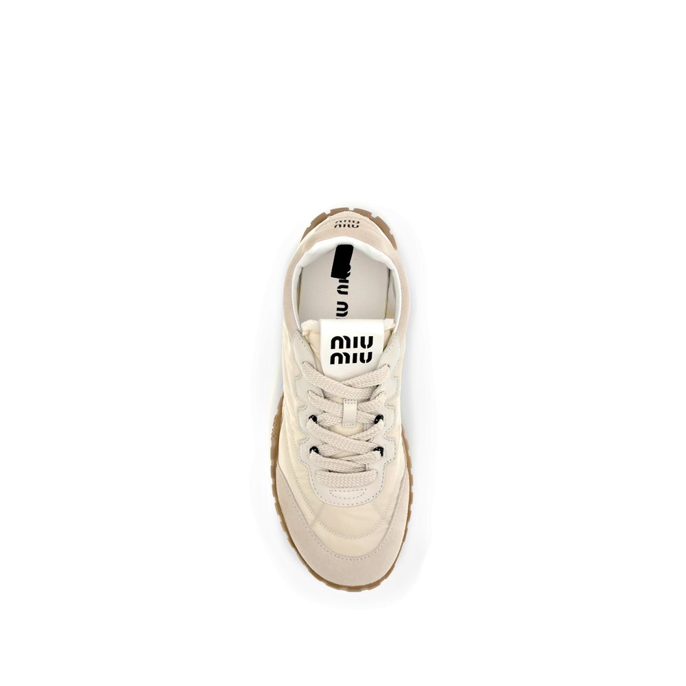 Miu Miu Beige Recycled Polyamide Athletic Sneakers