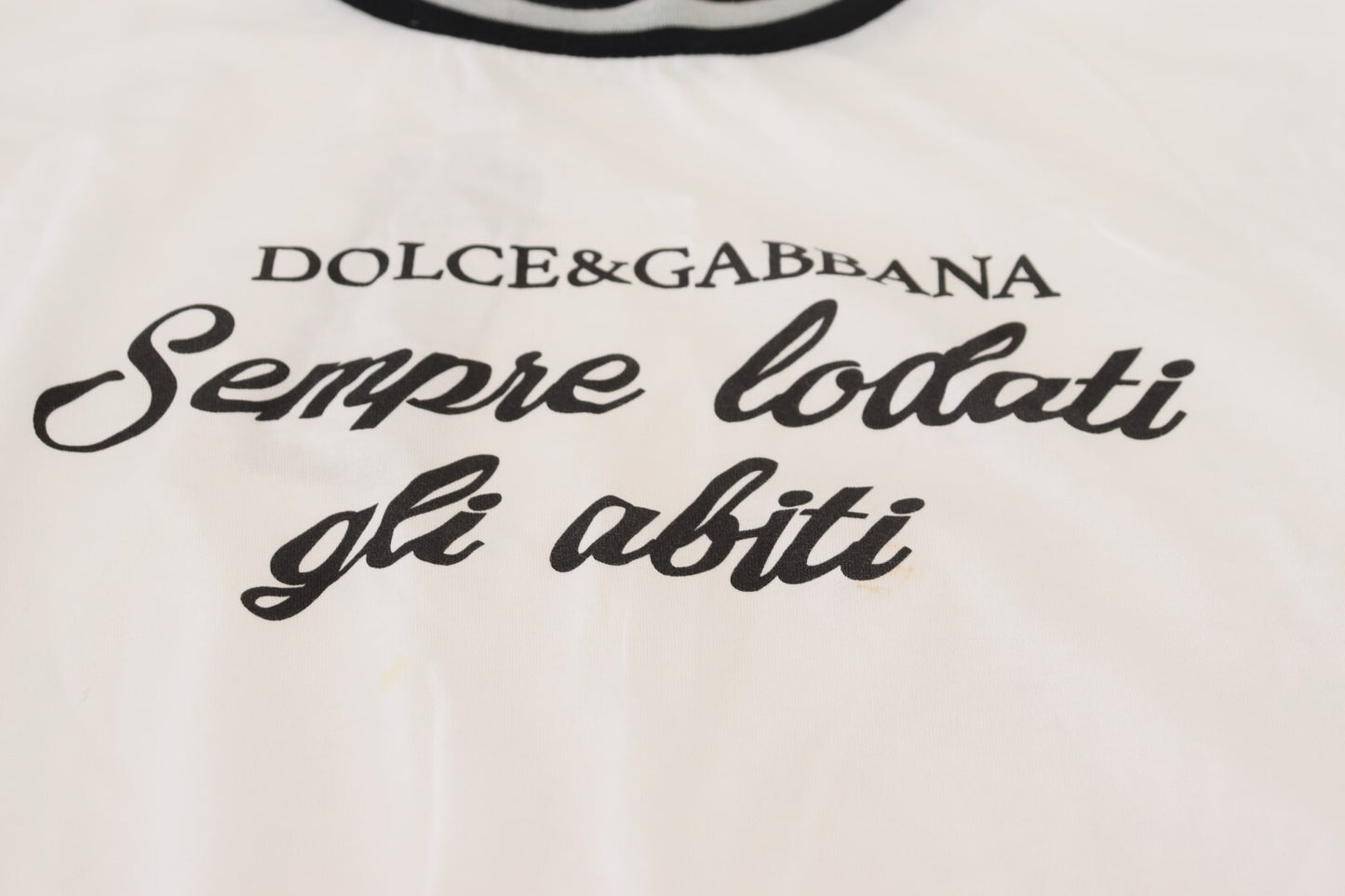 Dolce & Gabbana White Printed Short Sleeves Pullover Top