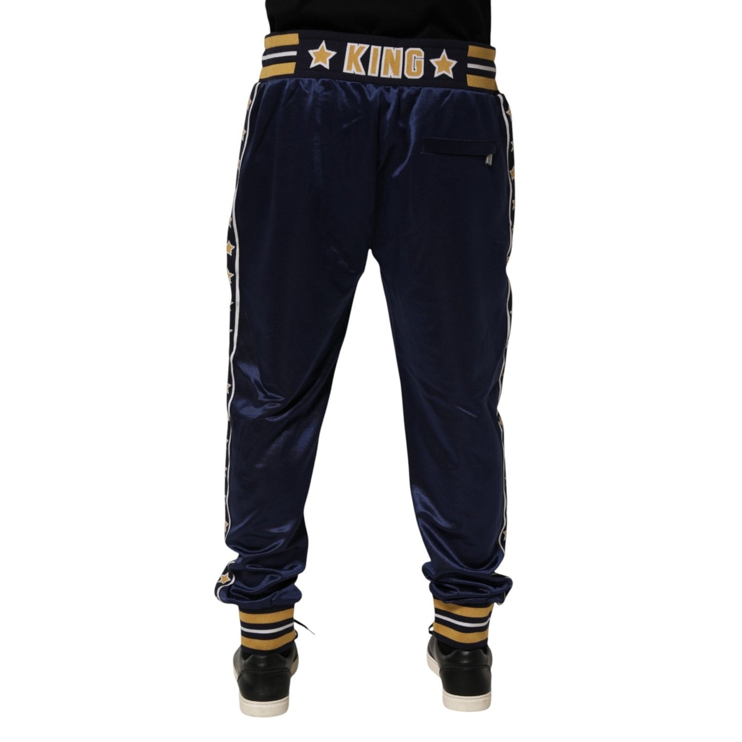 Dolce & Gabbana Blue Nylon Jogger Mid Waist Trouser Pants