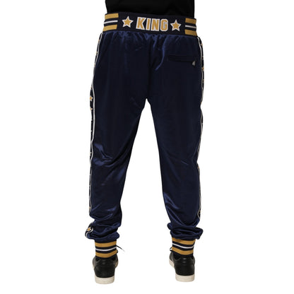 Dolce & Gabbana Blue Nylon Jogger Mid Waist Trouser Pants