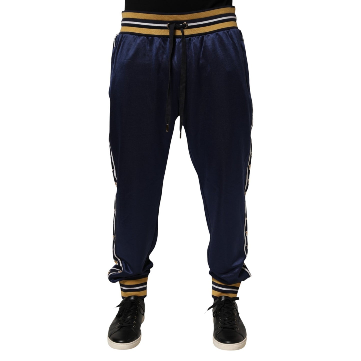 Dolce & Gabbana Blue Nylon Jogger Mid Waist Trouser Pants